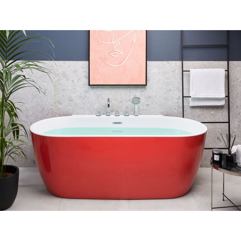 Bladwell 1400mm x 800mm Soaking Acrylic Bathtub with Tap, Red