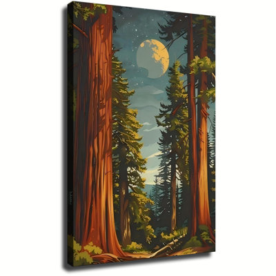 Redwood Moonlight Canvas Wall Art Framed Ready to Hang Living Room Bedroom Home Decor