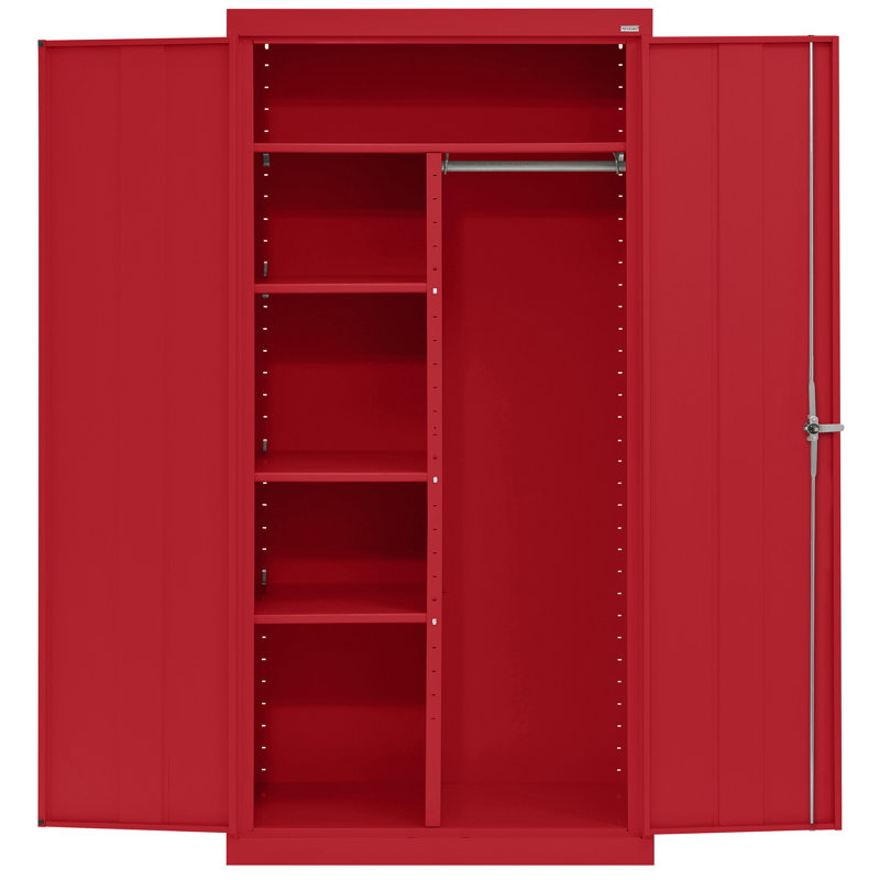 Classic Sandusky Lee Combination 36" W x 24" D x 72" H Steel Garage Storage Cabinet by Sandusky, Red