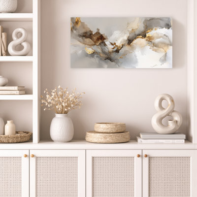 Golden Mist Earth Tone Abstract Canvas Wall Art