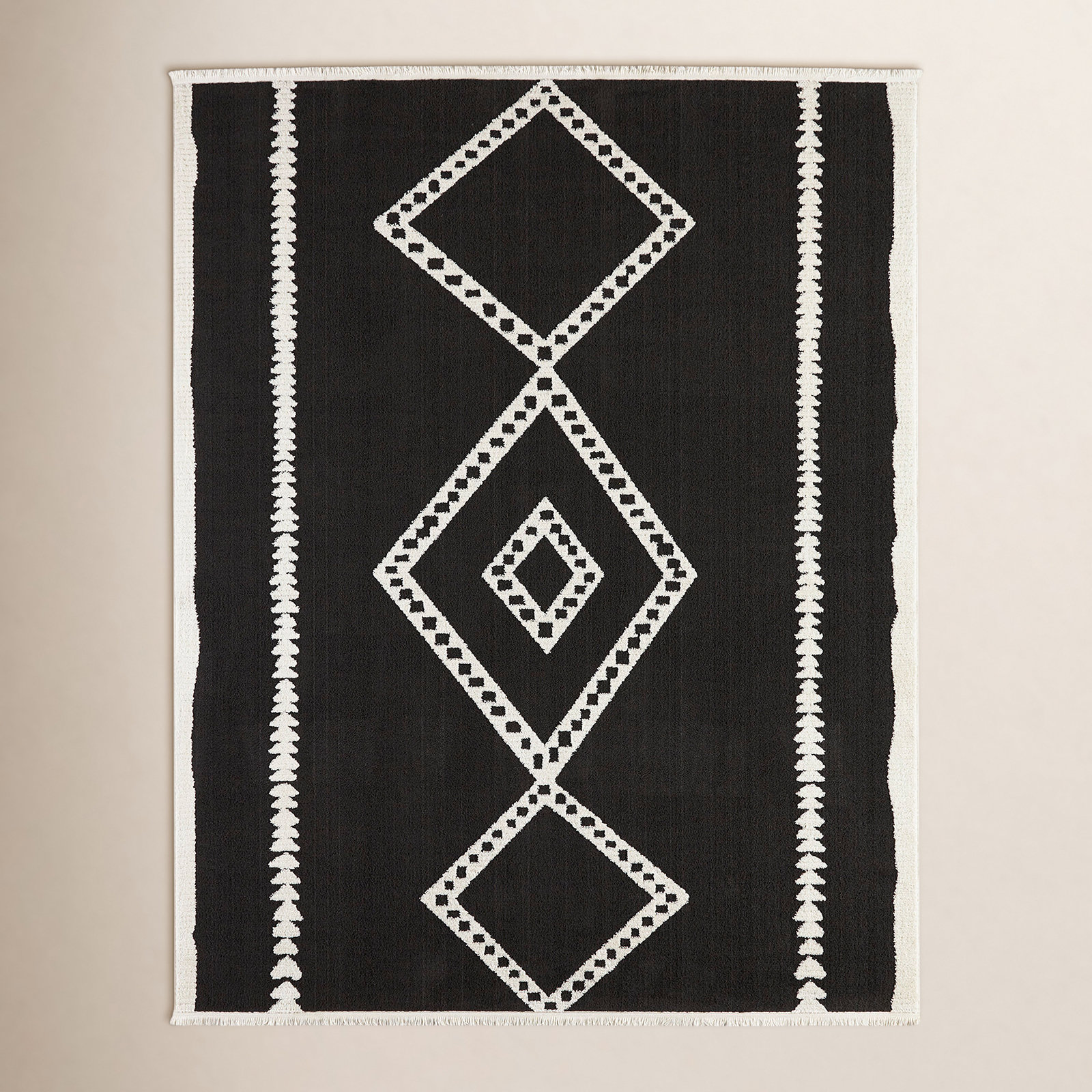 Lange Black White Southwestern Rug, Rectangle 9'10" x 12'10"