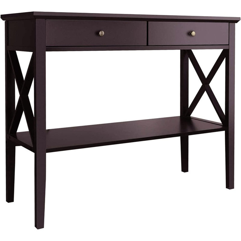 Console avec tiroirs, tabouret d'appoint en bois