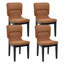 Modern Patchwork Upholstered Armless Dining Side Chairs, Contemporary PU Leather & Chenille Accent Chairs with Solid Wood Legs, Ergonomic Dining Chair for Kitchen Living Room-1804028239