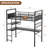 Twin Loft Bed with L-Shaped Desk, Metal Bunk Bed Frame with 2 Open Shelves & Decorative Mesh Panel, Guardrails & Ladder, No Box Spring Needed-316904229