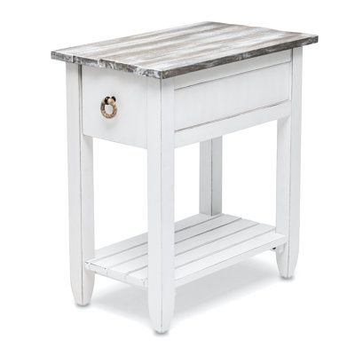 Delaplaine Coastal Solid Wood End Table with Storage