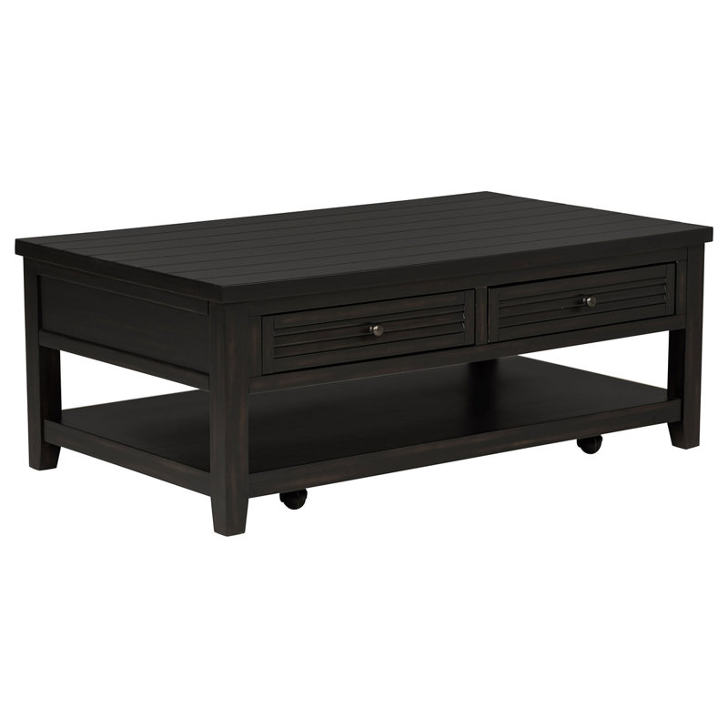 Sutter Distressed Java 2-Drawer Rectangular Coffee Table