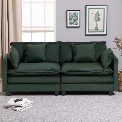 77.95" Modern Chenille Sofa with Waist Pillows, 2-Seater Upholstered Couch, Symmetrical Loveseat for Living Room & Apartment, High-Density Foam