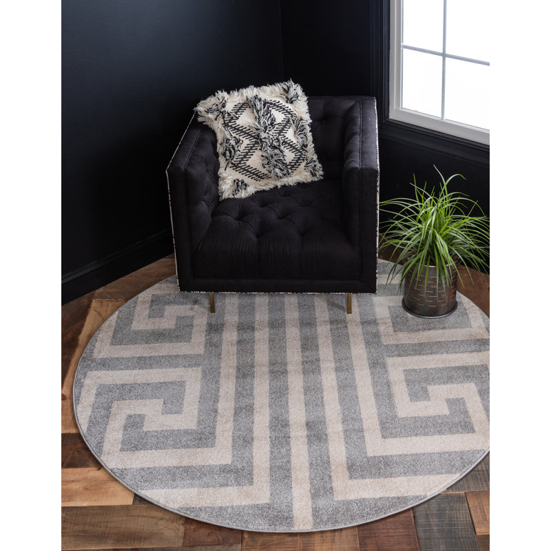 Geometric Indoor Rug, Round 7'10"