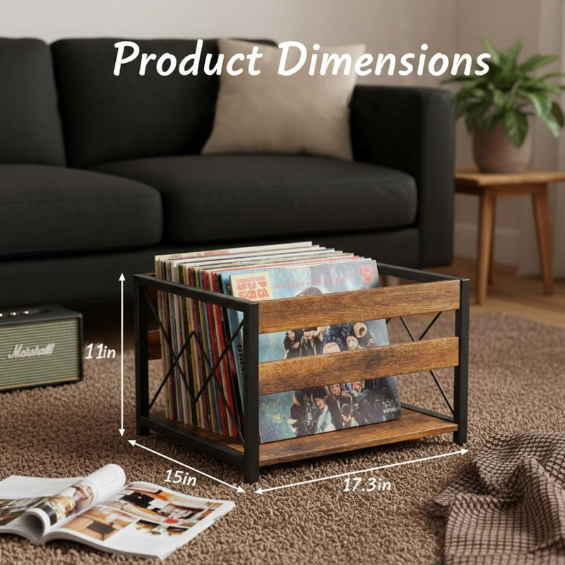 Caisse de rangement pour disques en métal et panneau de fibres à densité moyenne de 17,3 po x 15 po x 11 po - Organisateur de cubes ouvert d'une capacité de plus de 100 litres pour le bureau à domicile