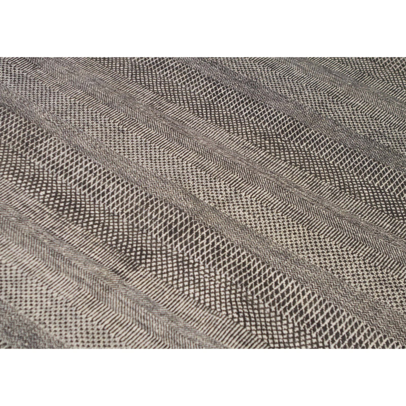 Tapis noir et argent noué à la main de haute qualité