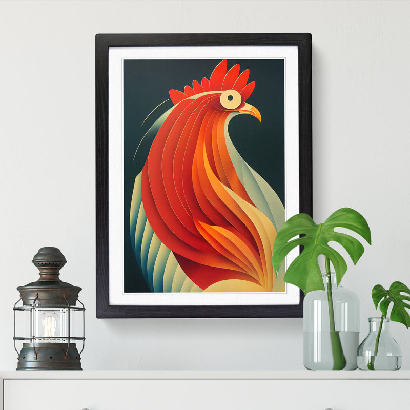 Annaliza Rooster Art Vol.1 - Single Picture Frame Print, Black, 64cm H x 46cm W x 2cm D