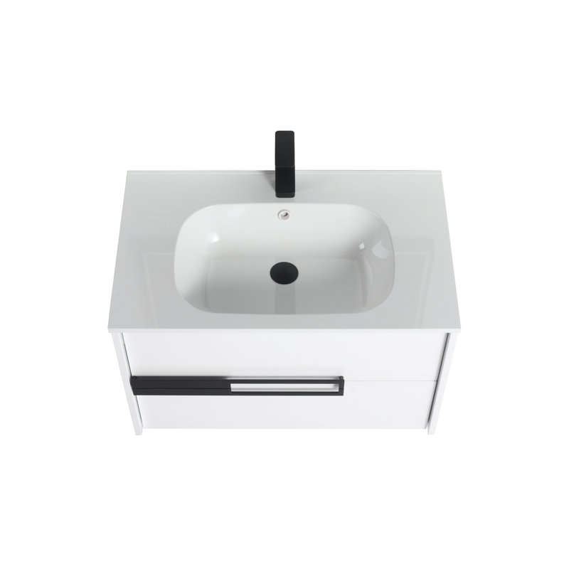 Meuble-lavabo flottant avec lavabo mural 30 po Brest, Blanc