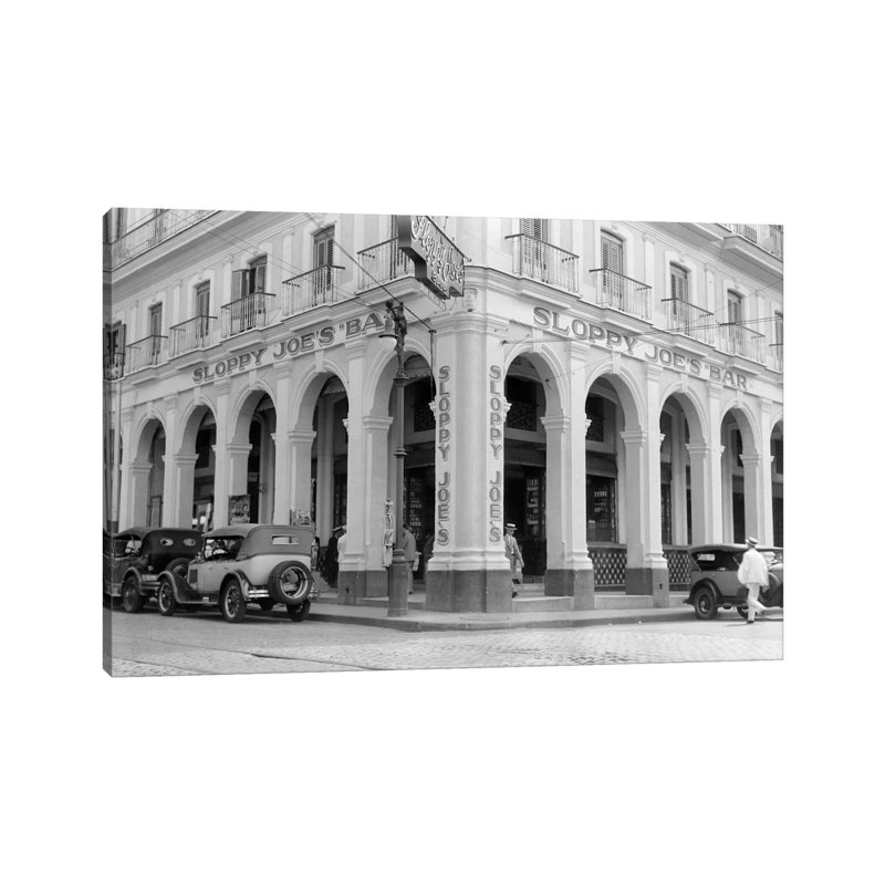1930s Outside Facade of Sloppy Joe's Bar Said to Be Origin of Sloppy Joe Sandwich Old Havana Cuba 1 Piece Wrapped Canvas Wall Art