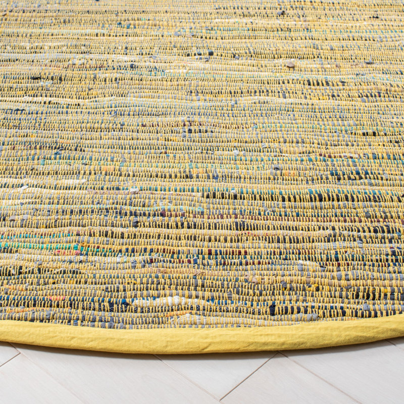 Tapis rayé en coton tissé à la main Weekley, Rond 6 pi