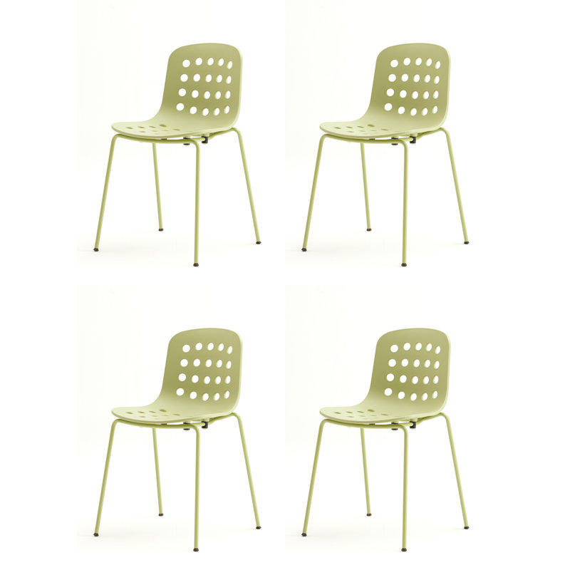 Holi Stacking Perforated Side Chair, Gray