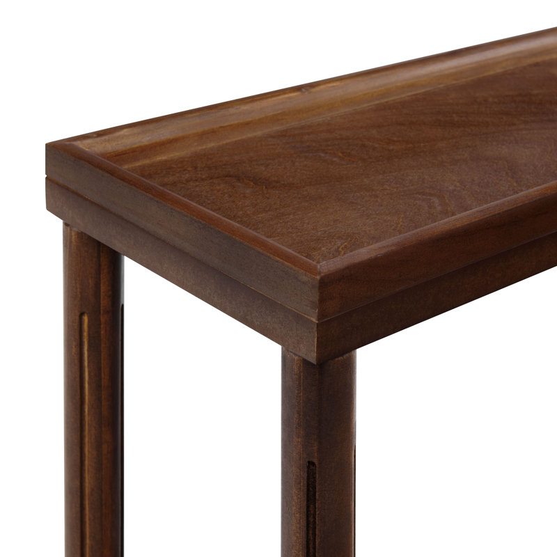 Tables de bout étroites avec tablette, ensemble de 2, Châtaigne