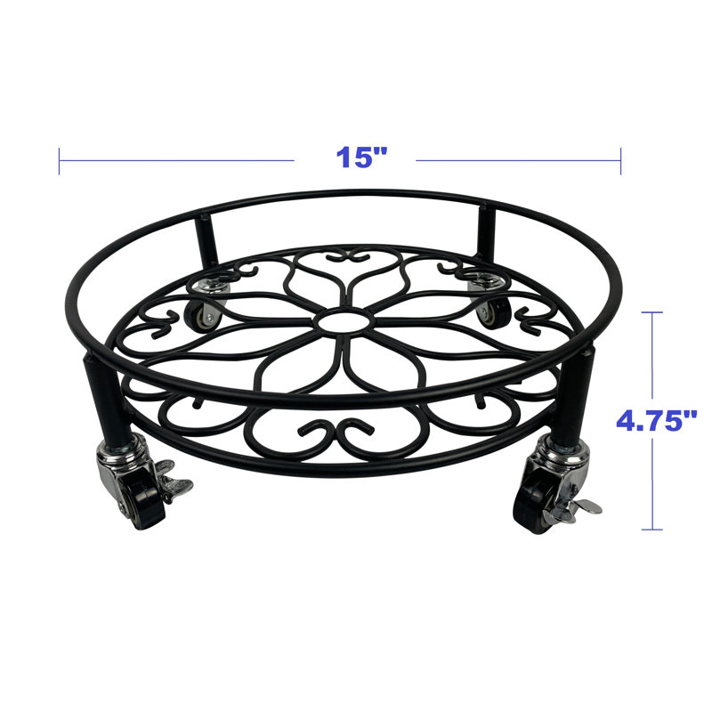 Plateau pour plante en métal Banush, Noir, 14 po x 4,75 po