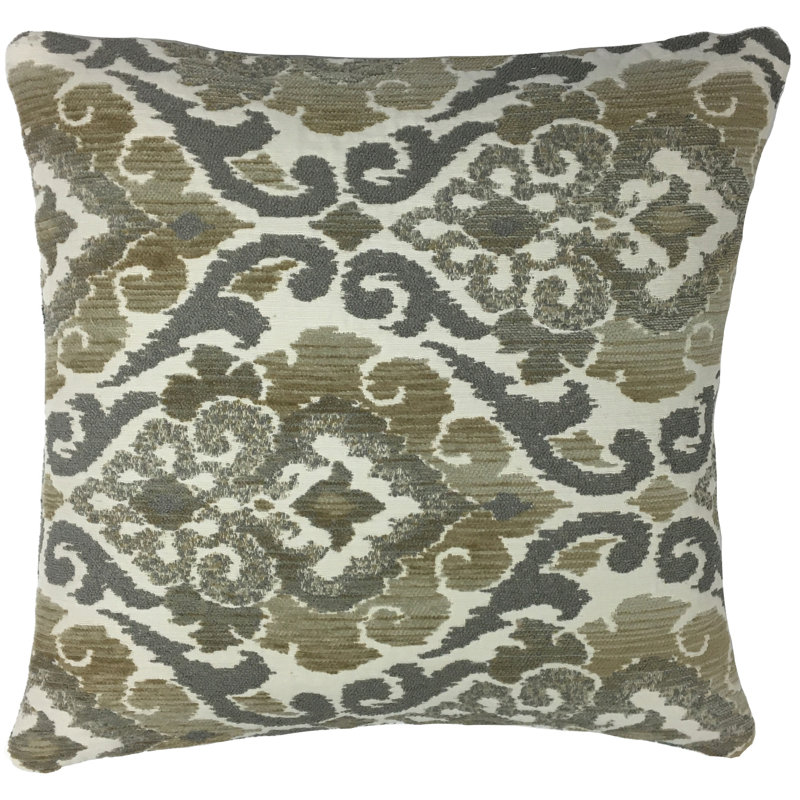 Damask Reversible Throw Pillow, 22" x 22", Beige