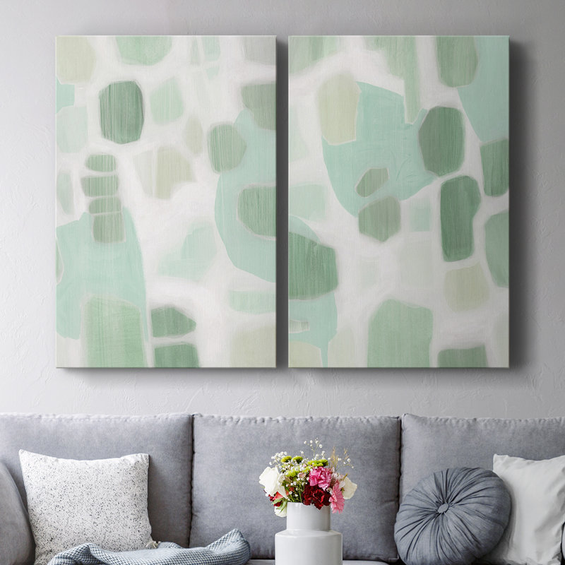 River Shapes I - Toile tendue avec châssis de qualité supérieure - Prêt à accrocher, H 18 po x l 12 po