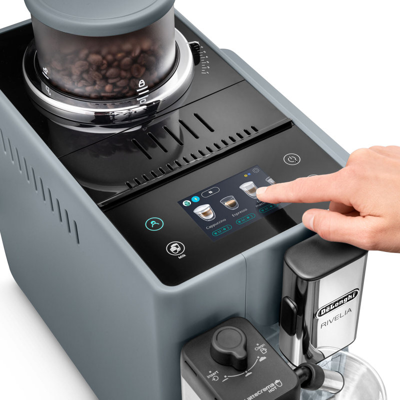 De'Longhi Fully Automatic Espresso Machine with Built-In Coffee Grinder in Gray, Gray