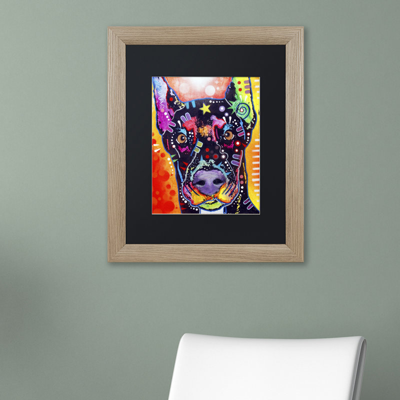 « doberman », impression, Noir, H 14 po x l 11 po x P 0,5 po, Cadre noir
