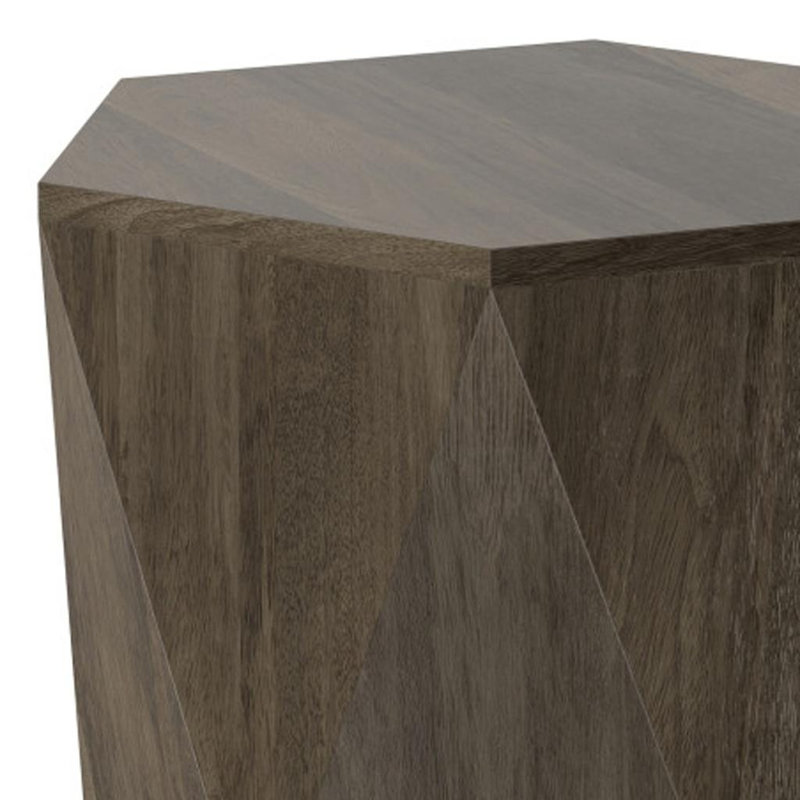 22" Gray Solid Wood End Table