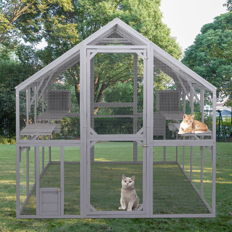 Super Large Cat Run House Outdoor, Gray