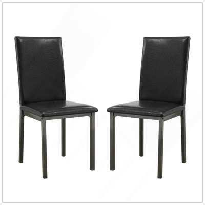 Ensemble de 2 chaises d'appoint rembourrées en similicuir noir, parfaites pour les décors transitionnels et Mid-Century modernes