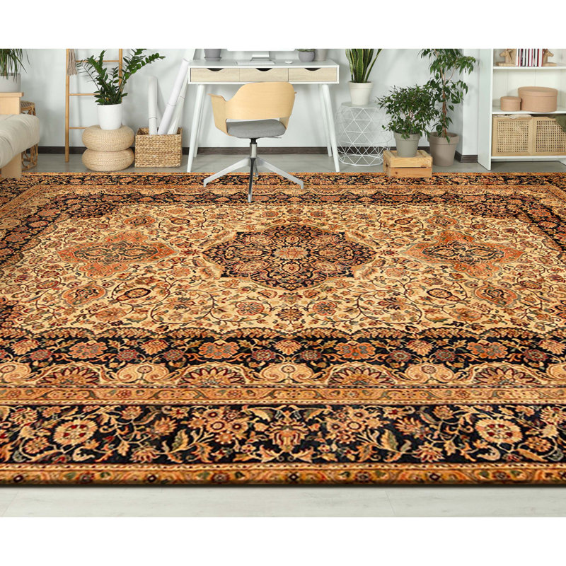 Tapis rectangulaire en laine noué à la main