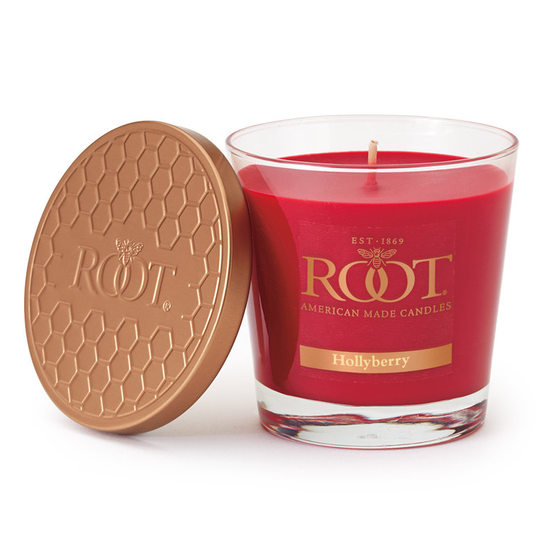 Hollyberry Scented Red Beeswax Jar Candle with Bronze Lid
