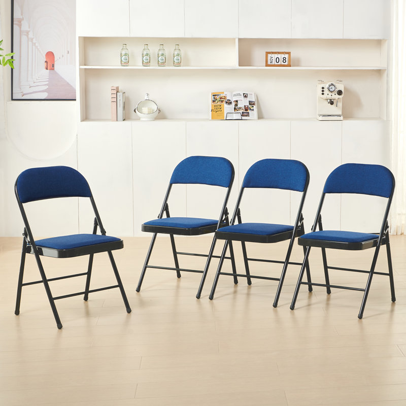 Chaise pliante rembourrée et empilable, Bleu