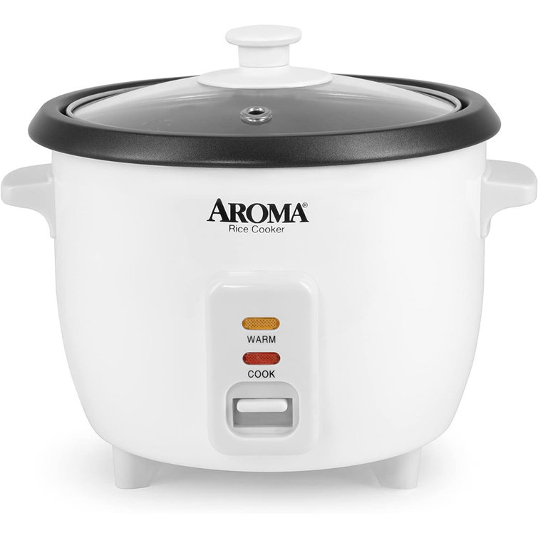 aroma housewares 6-cup (cooked) / 1.2qt. select stainless pot-style rice  cooker, & food steamer, one-touch operation, white