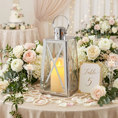 12'' H Stainless Steel Decorative Lantern (Silver)