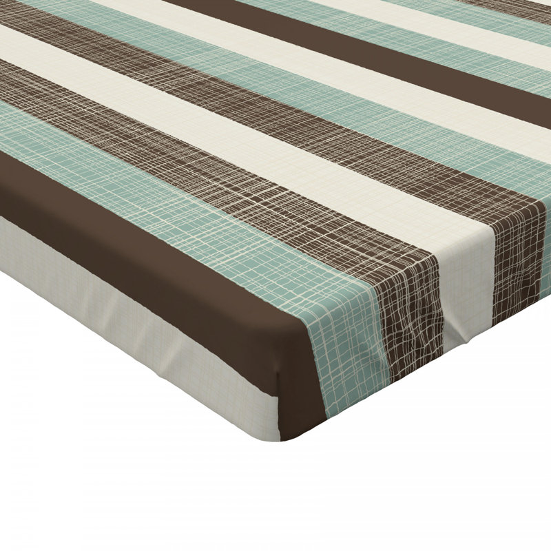 Microfiber Striped Fitted Sheet, Full Fitted Sheet, Blue/Brown/White Striped