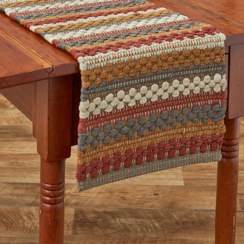 Farmhouse Holiday Chindi Table Runner, 54" L x 13" W, Brown