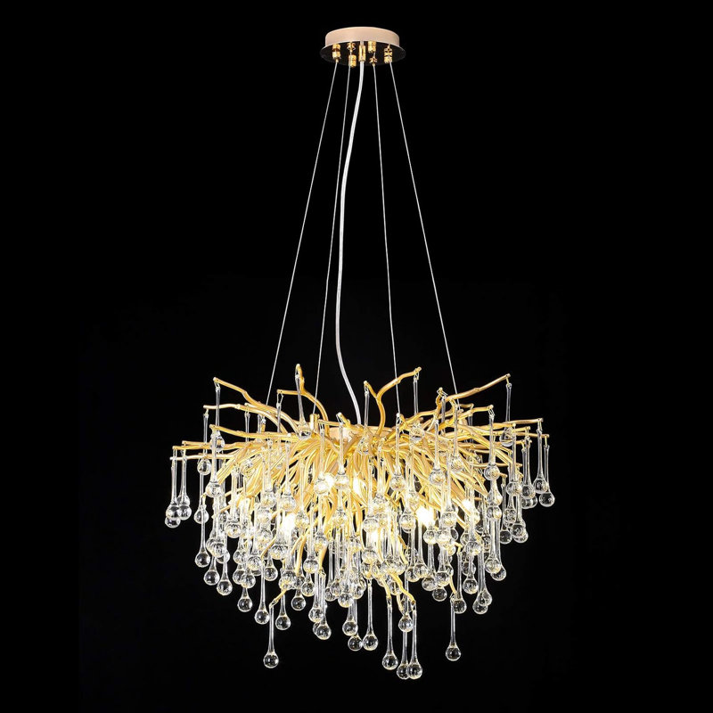 Lustre à DEL Herzel, Or, H 81 po x l 23,62 po x P 23,62 po