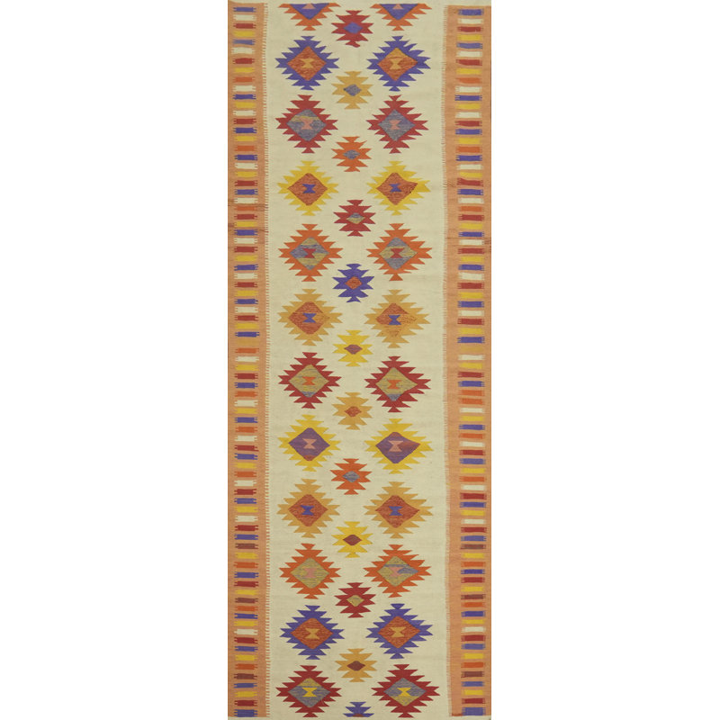 Geometric Wool Kilim Oriental Runner Rug 5x16