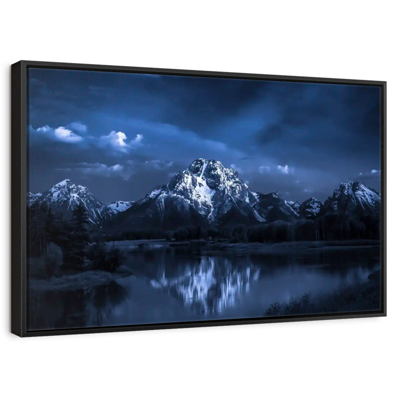 Ciel nocturne à Grand Teton, Cadre flottant noir, 40 po x 27 po