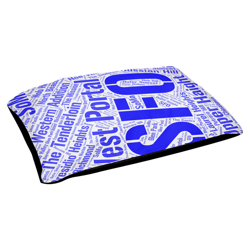 Coussin de chien « districts », Grand (l 40 po x P 30 po x H 14 po), Bleu, Memphis