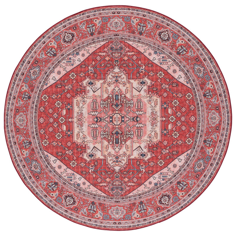 Tucson Performance Machine Washable Southwestern Rug, Round 6'