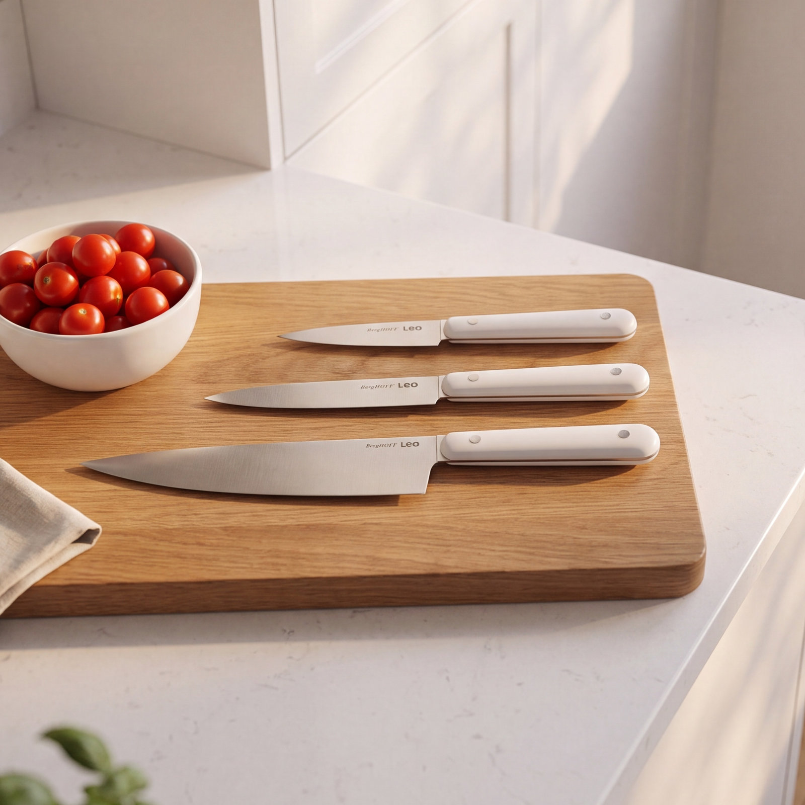 BergHOFF Leo 3-Piece Starter Knife Set, White