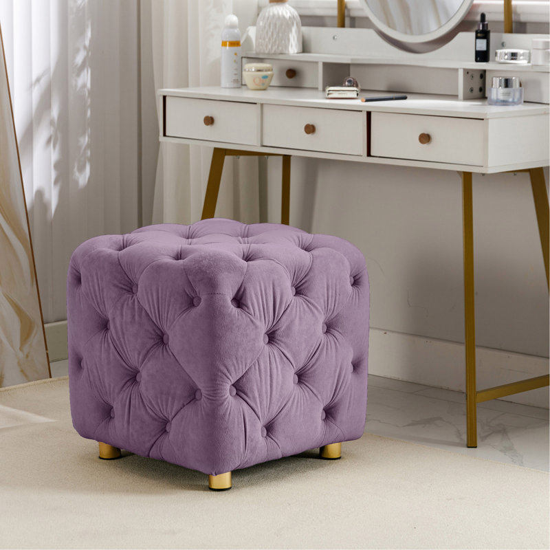 Tabouret de pieds de rangement en velours mauve - Bois, table d'appoint fonctionnelle et élégante, Purple