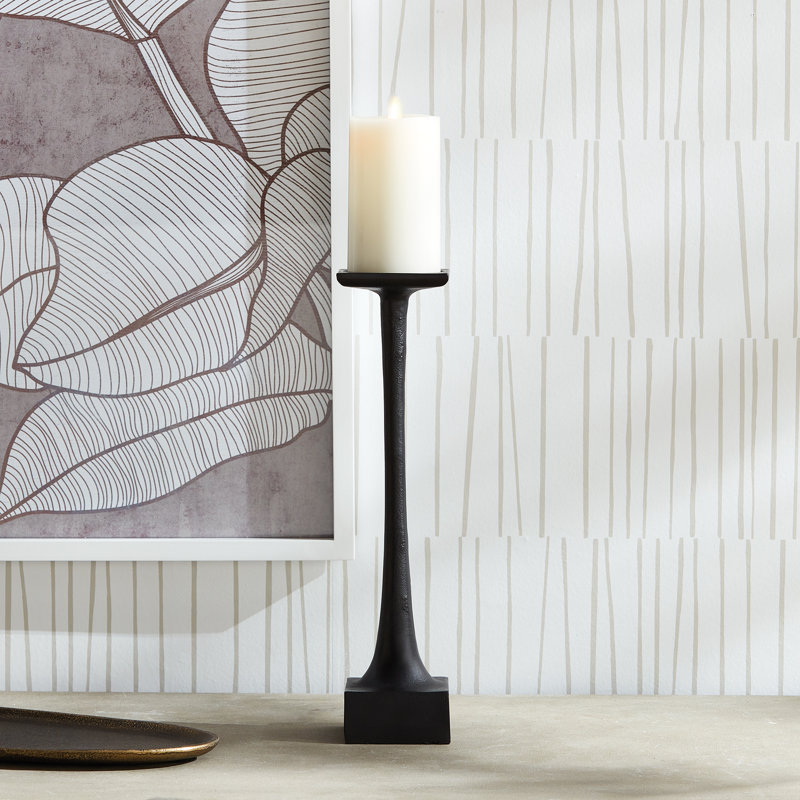 Ginny Aluminum Tabletop Candlestick, Black, 15" H x 5" W x 5" D