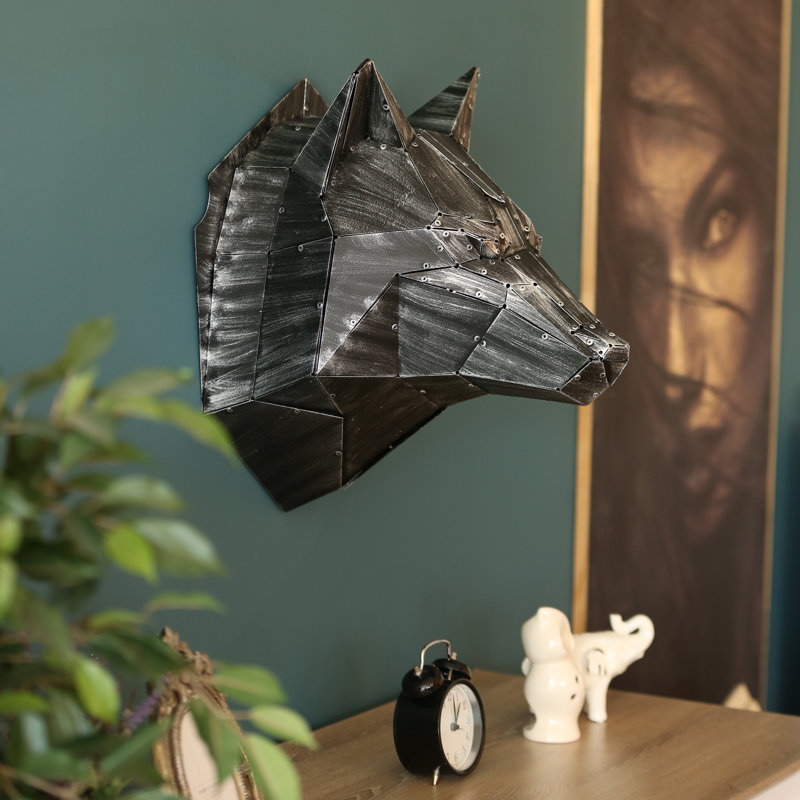 Animals Wall Decor on Metal, Black/Silver