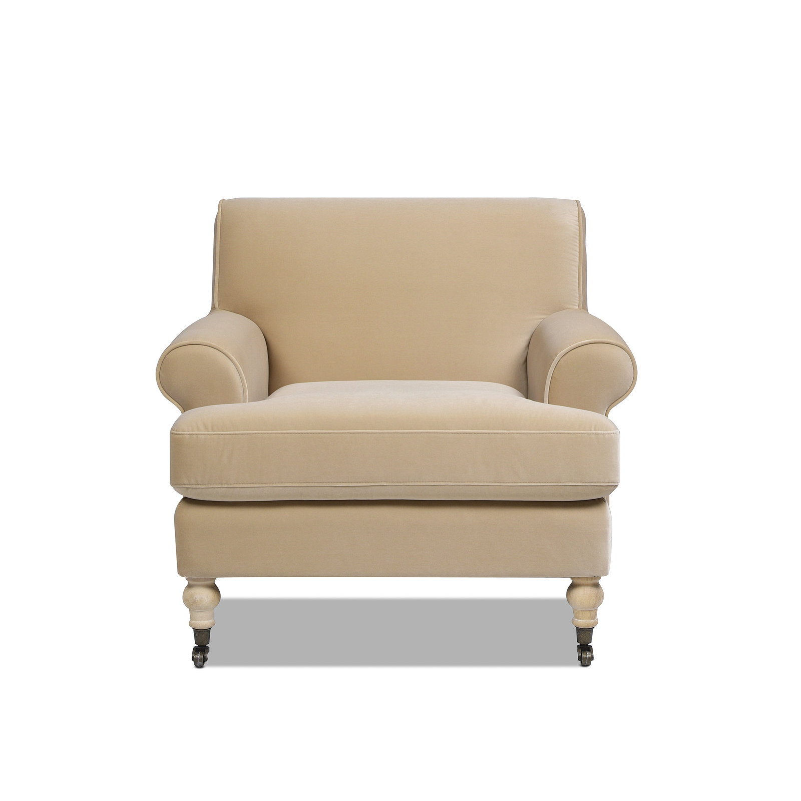 Harbor Upholstered Armchair, Fawn Brown Velvet