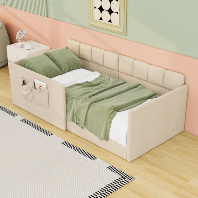 Upholstered Daybed with Side Entrance and Storage Pockets