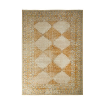 Distressed Homage Hand Knotted Wool Geometric Area Rug