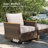 Argyri Outdoor Wicker Patio Conversation Furniture Set With Swivel Chairs And Firepit Table