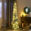 Grand haut sapin de Noël artificiel avec des branches floquées par la neige, lumières chaudes blanches ou colorées, forme Downswept-1575986140