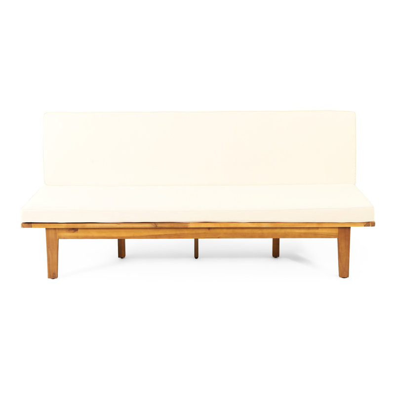Wood Daybed With Water- Cushions And Stylish Slat Paneling, Convertible, 76.02 X 42.28 12.38, Beige Color Convertible Function Cushions, Panels, 76.02W 42.28D 12.38H,